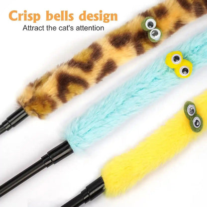 Cat Toys for Indoor Toys,Rainbow Cat Wand Toys,Feather Flips Plush Ball Cat Toys,Interactive Feather Toy for Teaser Play and Chase Exercise with Kitten 6 Pack6