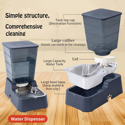 Meikuler Pets Auto Feeder 5.2L,Food Feeder and Water Dispenser Set for Medium & Large Dogs Cats and Pets Animals (Navy)3