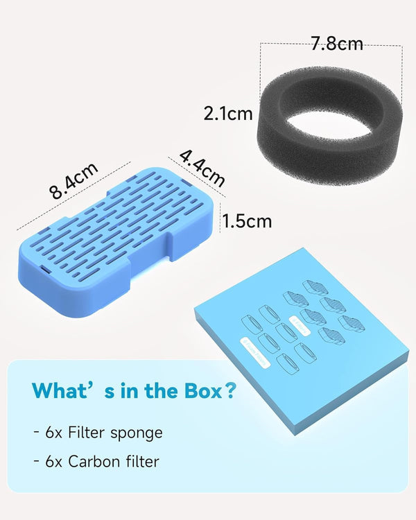 AONBOY Cat Water Fountain Filters, 12 Filters + 12 Cat Fountain Sponge, Suitable for AONBOY Pet Fountain S3-SC, Multiple Filtration, Isolates Floating Hairs and Gets Rid of Odors7