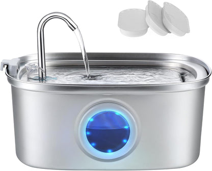 Stainless Steel Cat Water Fountain - 74Oz/2.2L Cat Drinking Fountain | Quiet Cat Fountain for Indoor Cats and Small Dogs, Automatic Pet Water Dispenser Keeps Fresh Water, Water Level Window9