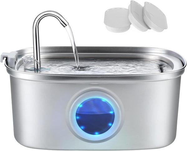 Stainless Steel Cat Water Fountain - 74Oz/2.2L Cat Drinking Fountain | Quiet Cat Fountain for Indoor Cats and Small Dogs, Automatic Pet Water Dispenser Keeps Fresh Water, Water Level Window9