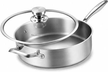 8 Quart Saute Pan with Lid,Tri-Ply Stainless Steel Deep Frying Pan,13.5Inch Large Skillet,Induction Compatible Cookware,Pfoa & PFOS Free,Oven & Dishwasher Safe1