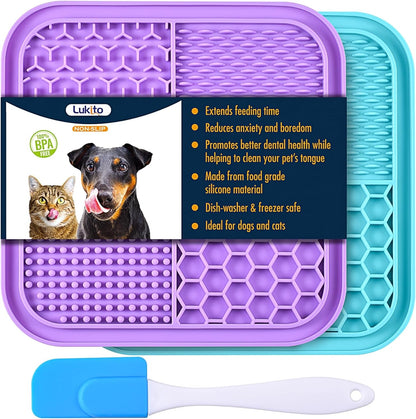 LUKITO Lick Mat for Dogs & Cats 2 Pack with Suction Cups, Dog Lick Mat for Anxiety Relief, Dog Toys to Keep Them Busy, Peanut Butter Licking Pad for Boredom Reducer, Perfect for Bathing Grooming8