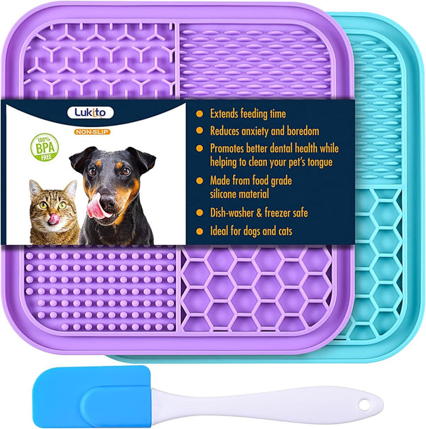 LUKITO Lick Mat for Dogs & Cats 2 Pack with Suction Cups, Dog Lick Mat for Anxiety Relief, Dog Toys to Keep Them Busy, Peanut Butter Licking Pad for Boredom Reducer, Perfect for Bathing Grooming8