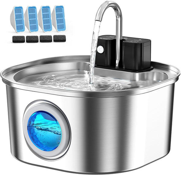 Voluas Stainless Steel Cat Water Fountain, Wireless, 108Oz/3.2L, 1 Filter | Cordless Design, Ultra-Quiet Pump, Easy to Clean, Bpa-Free8