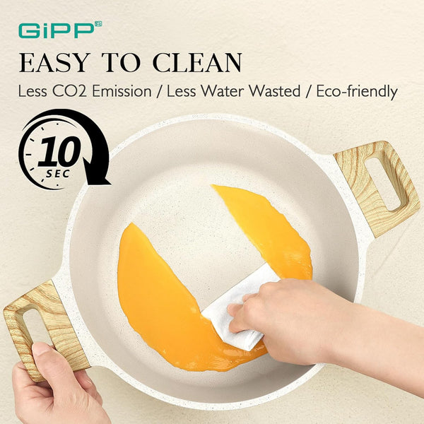 21Psc Pots and Pans Set Non Stick White Granite Kitchen Cookware Sets Nonstick Induction Cookware Non-Toxic Cooking Pan Set with Silicone Utensils, PFOS and PFOA Free5