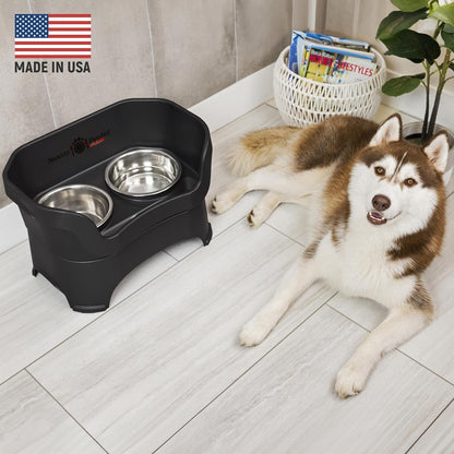 Neater Pet Brands Neater Feeder Deluxe Mess Proof Dog Bowls Elevated for Large Dogs over 40 Lbs, Made in USA, No Spill Raised Dog Food Bowl Stand Feeding Station, Food and Water Bowl Set, Black2