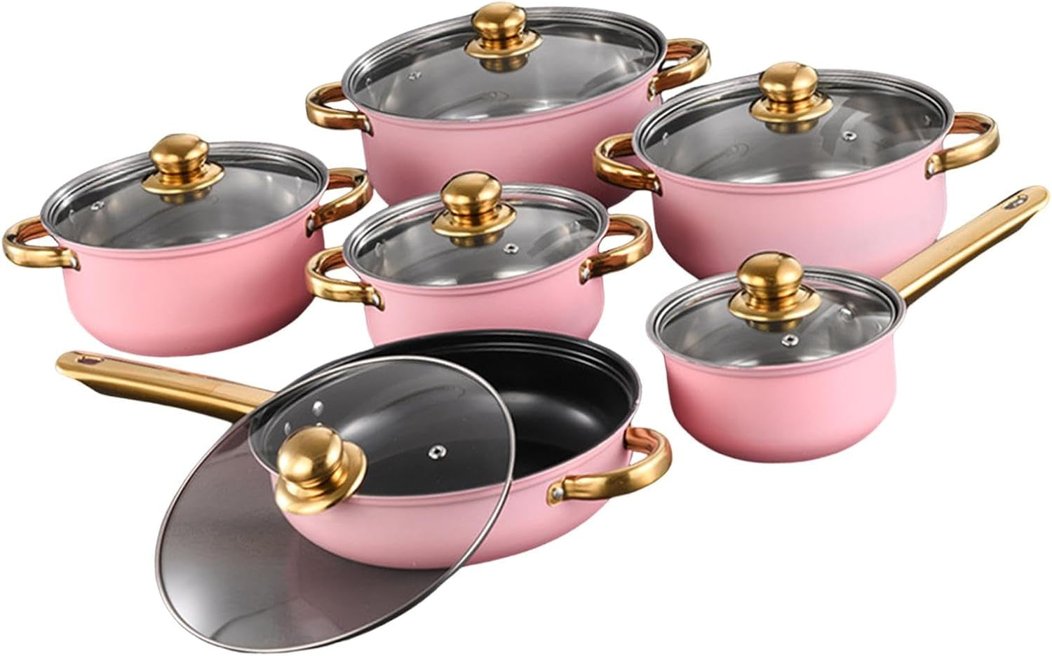 6-pieces-pots-and-pans-nonstick-cookware-set-stainless-steel-milk-saucepan-frying-pan-kitchen-utensils-glass-lids-wear-resistant-comfortable-handles-s-pink