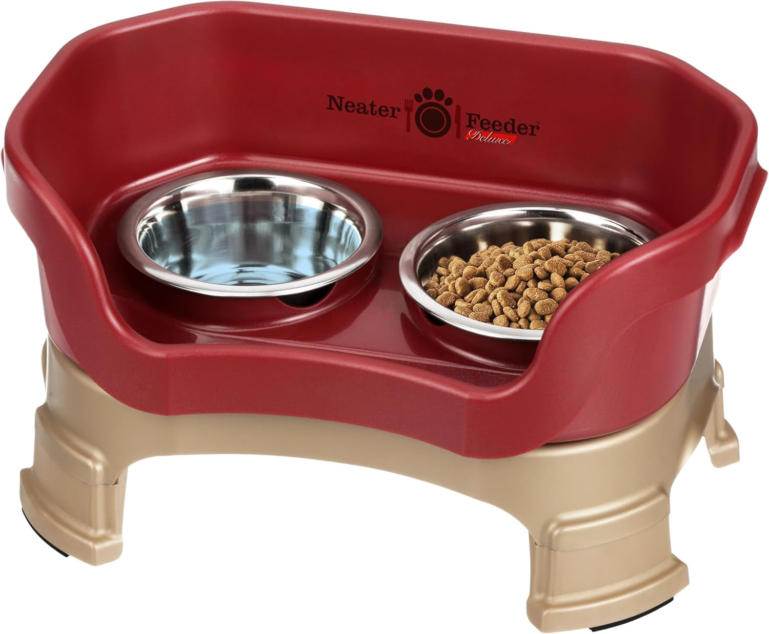 neater-feeder-deluxe-mess-proof-elevated-dog-bowls-for-small-dogs-up-to-19-lbs-2-height-adjustable-6-7-5-no-spill-raised-dog-bowl-stand-stainless-steel-food-bowl-set-made-in-usa-cappuccino