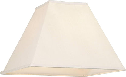 Large Beige Linen Set of 2 Square Lamp Shades 7X17X13 (Spider) | 7" Top X 17" Bottom X 12" High X 13" Slant Replacement for Table + Floor Lamps Tapered Shade Pre-Assembled Harp + Finial7