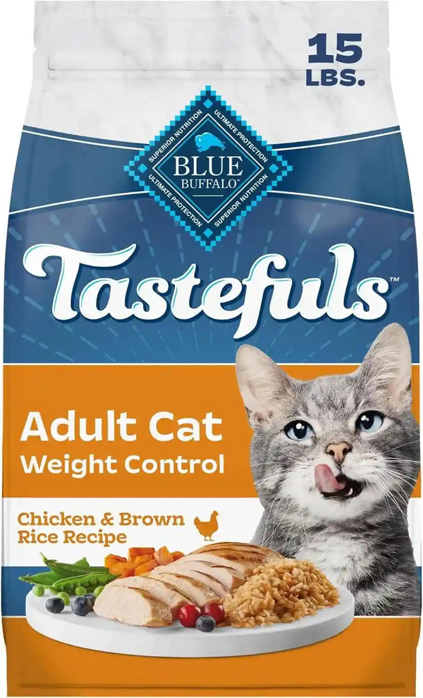 Blue Buffalo Tastefuls Chicken & Brown Rice Recipe Adult Dry Cat Food Weight Control, Real Chicken First, Deliciously Healthy Natural Cat Food, Supports Digestive Care and Coat Health, 15 Lbs.1