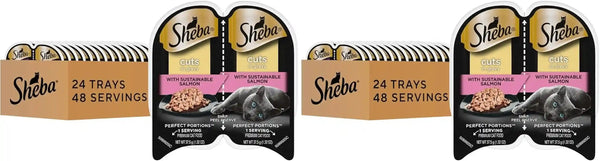 Sheba Perfect Portions Cuts Wet Cat Food, Sustainable Salmon, 2.6 Oz, 24 Ct | Grain-Free, Sustainable Salmon, 48 Servings, No Fillers or Artificial Flavors, Essential Vitamins & Minerals, Twin-Pack Trays13