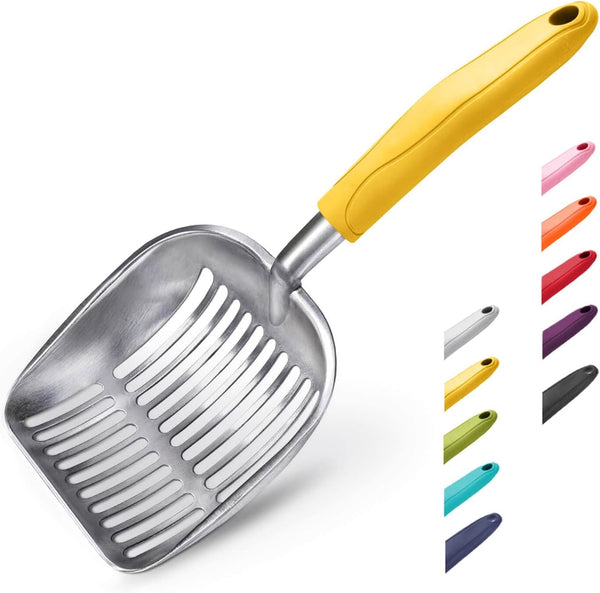 Wepet Cat Litter Scoop, Aluminum Alloy Sifter, Kitty Metal Scooper, Deep Shovel, Long Handle, Poop Sifting, Kitten Pooper Lifter, Durable, Heavy Duty, for Litter Box18