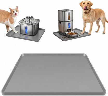 Silicone Square Mat 16X16 for Water Bowl, Waterproof Pet Bowls Mat, Black | with Raised Edge, Non-Slip Cat Dog Water Dispenser Mat Protects Floors from Water & Food Spills10