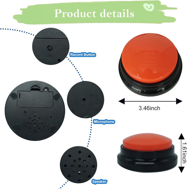 Gelabur Set of 4 Dog Buttons for Communication, Voice Recordable Buttons for Classroom, Dog Training Talking Buttons Starter Set, Pet Easy Speaking Buttons Tools6