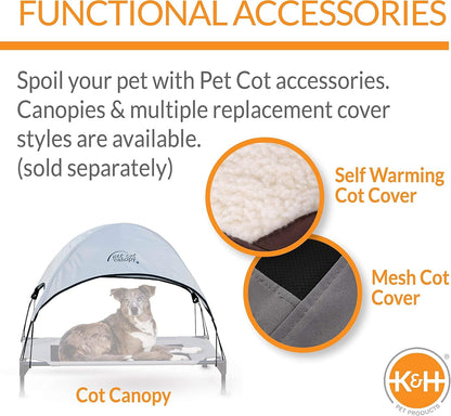 K&H Pet Products Coolin' Pet Cot, Outdoor Cooling Elevated Dog Cot for Large Dogs, Raised Bed with Cool-Core Center, Portable Pet Platform with Heavy-Duty Metal Frame - Large Gray/Blue6