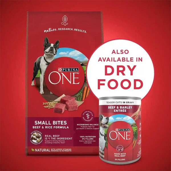 Purina ONE Natural Wet Dog Food Gravy, Tender Cuts in Gravy Beef and Barley Entrée - 13 Ounce (Pack of 12)11