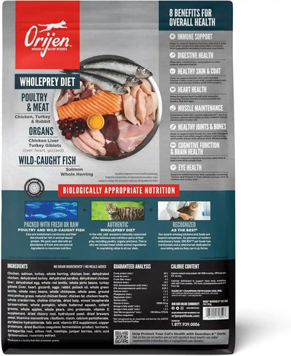 ORIJEN Guardian 8 Grain Free WHOLEPREY Dry Cat Food 4Lb. Bag | 90% Animal Ingredients, Freeze Dried, Fresh or Raw Ingredients, Grain Free, Omega-3 Fatty Acids, Skin & Coat, Immune Support2