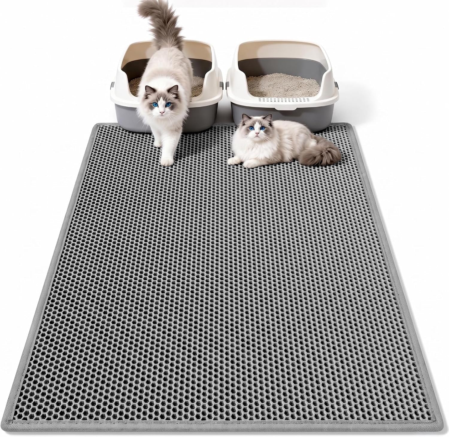 pieviev-cat-litter-mat-double-layer-waterproof-urine-proof-trapping-mat-1-pack-gray-24x15-inch-pack-of-1-honeycomb-design-catches-scattered-particles-to-stop-tracking-urineproof-base-protects-floors-easy-to-clean