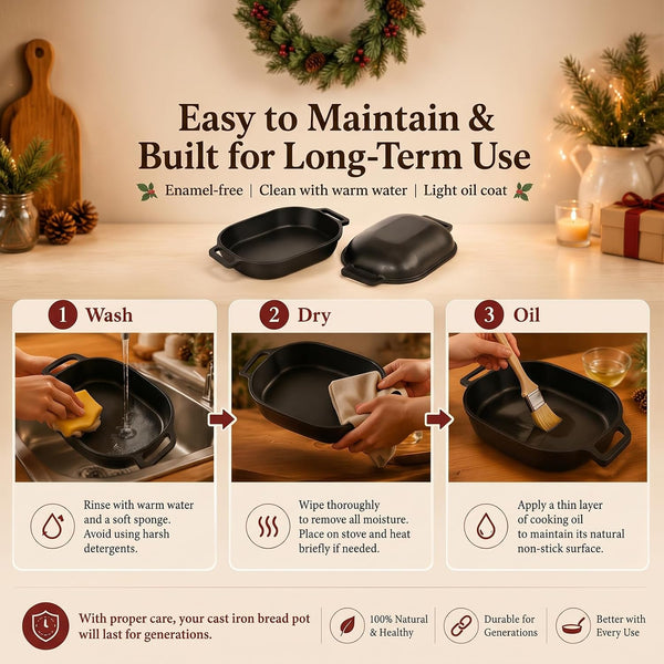 16"X10" Oval Cast Iron Dutch Oven for Bread Baking, Bread Loaf Pan with Sourdough Bread Making Kit, Pre-Seasoned Bread Dutch Oven with Lid, 9.5QT, 13 LBS Heavy Duty, Homemade Breadmaking7