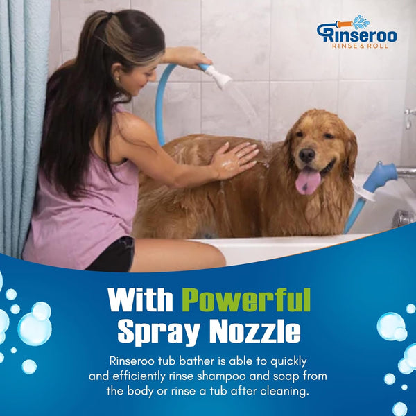 Rinseroo Slip-On Bathtub Faucet Sprayer Attachment. Ultra-Flex Dog Shower Hose Adapter Portable Hose Attachment with Sprayer Pet Showerhead Attach Tub Spout 5 Foot Hose. No Install for Speedy Washing7