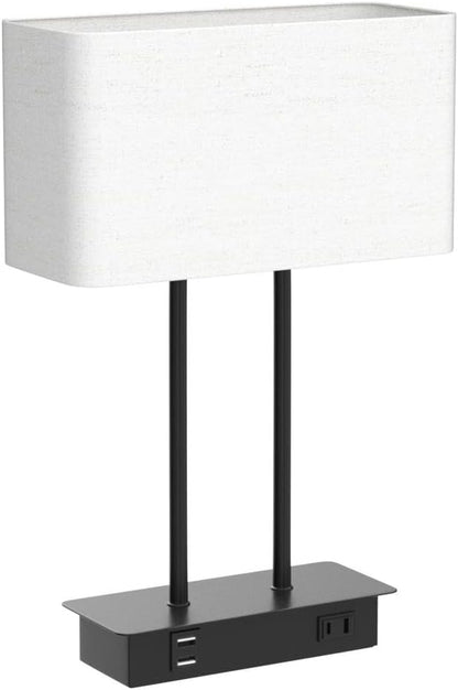 Bedside Touch Control 3 Way Dimmable Table Lamp with Cream Fabric Shade | Dual USB Charging Ports 1 AC Outlet, Modern Nightstand Lamp, Desk Lamp for Bedroom Living Room Office with 5000K LED Bulb4