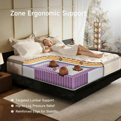 Queen Mattress, 12 Inch Hybrid Queen Mattress in a Box, Memory Foam & Individual Pocket Springs, Medium Firm, Motion Isolation, Ideal for All Sleep Positions, Certipur-Us Certified2