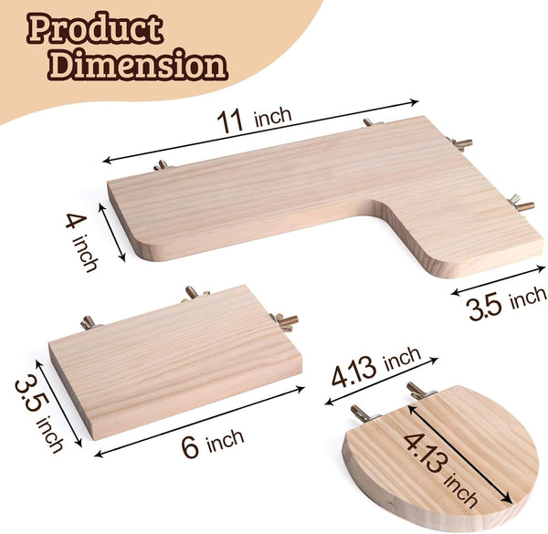 Chinchilla Cage Accessories Hamster Accessories, Chinchilla Toys Wood Platform Dwarf Hamster Cage Board, Chinchilla Cage Sturdy Standing and Jumping Wooden Board for Parrot Cage Rat Cage (Board)3