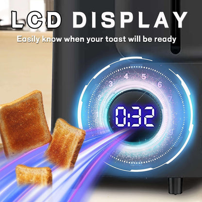 Toaster 2 Slice Wide Slot Toaster Best Rated Prime Display Smart Toasters with LCD Digital Countdown Timer and Bagel/Defrost/Cancel/Reheat Function2