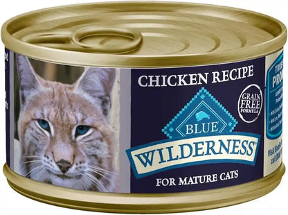 Blue Buffalo Wilderness Adult Cat 7+ Grain Free Chicken Paté Wet Cat Food, Supports Energy for an Active Life, Made with Natural Ingredients, 5.5-Oz. Cans (24 Count)12