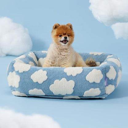 LE SURE Cute Dog Bed for Small Dogs Jacquard Washable Puppy Beds,25X21X7In | Rectangle Pet Bed,Comfy Orthopedic Pet Sofa for Home Decor,Anti Slip Bottom,Up to 15Lbs,Cozy Clouds Blue6