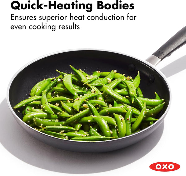 OXO Nonstick 8” and 10” Frying Pan Set, Pfas-Free Ceramic Skillets, Dishwasher & Oven Safe, Stay-Cool Silicone Handle3