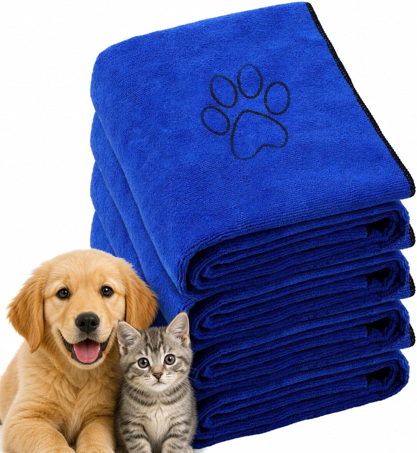 chumia-4-pack-dog-towels-for-drying-large-microfiber-grooming-tools-absorbent-soft-bath-supplies-with-embroidered-paw-for-small-medium-pet-products16-x-32-inch-black