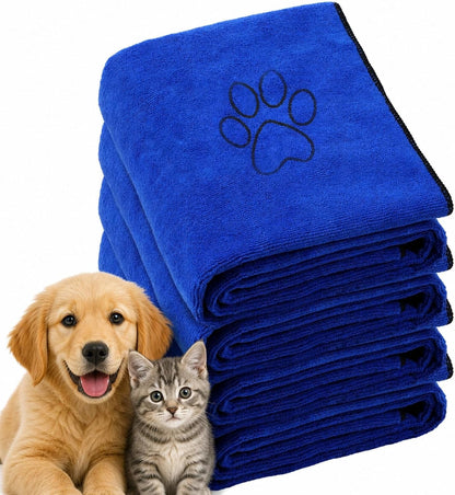 Chumia 4 Pack Dog Towels for Drying Large Microfiber Grooming Tools Absorbent Soft Bath Supplies with Embroidered Paw for Small Medium Pet Products(16 X 32 Inch,Black)7
