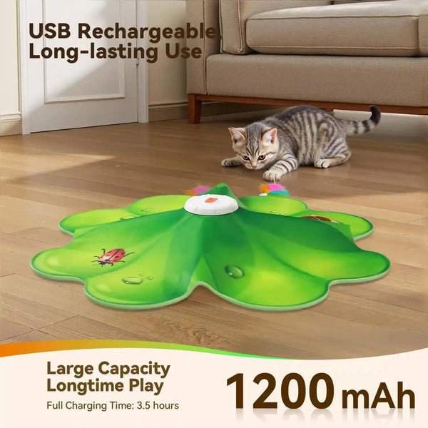 FEELNEEDY Rechargeable Cat Toys, 2 in 1 Hide and Seek Game Interactive Cat Toy, Movable LED Red Dot, Moving Concealed Feathers, Durable Exercise Toys for Indoor Cats, Bored Adult Cats Wand Toy4