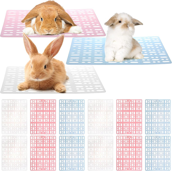 Lyellfe 12 Pack Plastic Rabbit Cage Mat with Snap Joint | Durable Rabbit Floor Mat, Foot Resting Pads for Pet Cats Dogs Bunny, Assorted Colors1