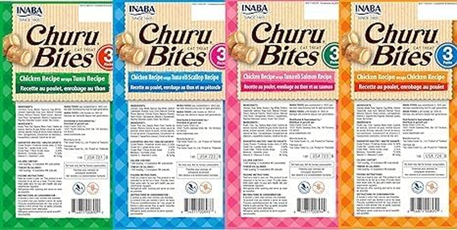 inaba-churu-bites-for-cats-soft-baked-chicken-churu-filled-cat-treats-with-green-tea-extract-0-35-ounces-each-tube-12-tubes-total-4-flavor-variety