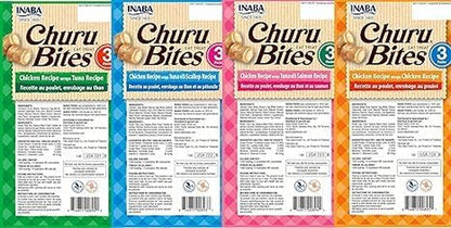 INABA Churu Bites for Cats, Soft Baked Chicken Churu Filled Cat Treats with Green Tea Extract, 0.35 Ounces Each Tube, 12 Tubes Total, 4 Flavor Variety2