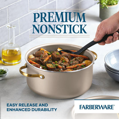 Radiant Nonstick Dutch Oven/Casserole Pan with Lid, Dishwasher Safe, 5.5 Quart, Champagne6