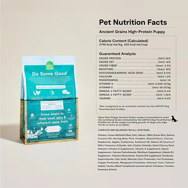 Open Farm Ancient Grains Dry Puppy Food, Chicken & Salmon Kibble, 4Lb Bag | All Puppies, All Breed Sizes, Protein-Rich & Nutrient Dense, 100% Traceable Ingredients, Non-Gmo Fruits & Veggies.2