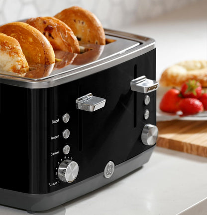 GE 4 Slice Toaster | Extra Wide Slots for Bagels, Breads, Waffles & More | 7 Shade Options | Countertop Kitchen Essentials | 1500 Watt, Black6