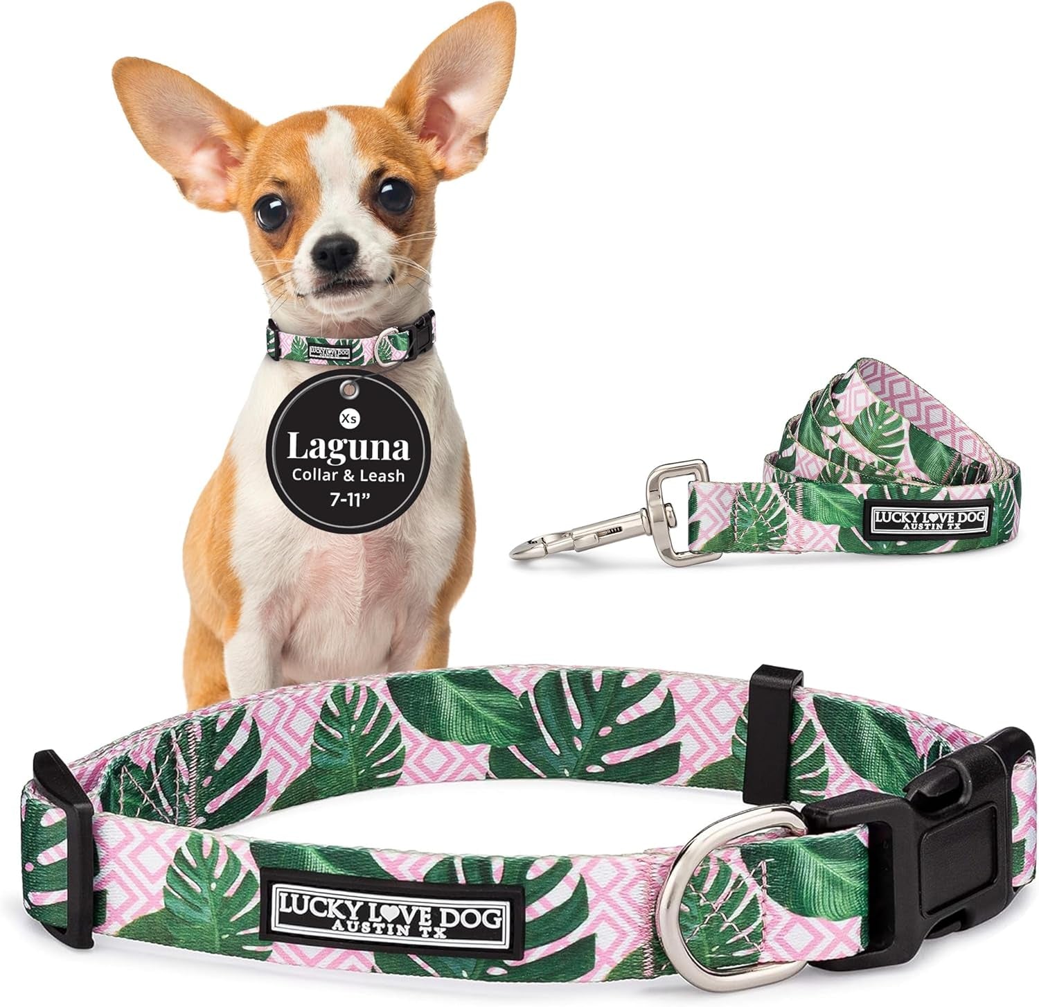 lucky-love-dog-easy-click-buckle-dog-collar-with-leash-set-combo-durable-comfortable-for-male-female-dogs-pet-collar-for-medium-dogs-secure-fit-blackbird-combo-medium