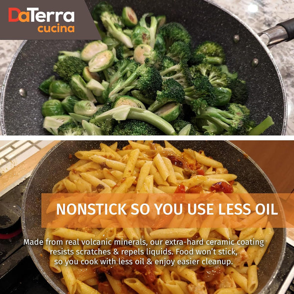- Nonstick Ceramic Wok with Lid - Oven & Induction Safe, 13" | Italian Crafted Cookware, PTFE, PFOA Free, Tempered Glass Lid, Oven Safe up to 450°F, Even Heat Distribution, Easy Cleanup6