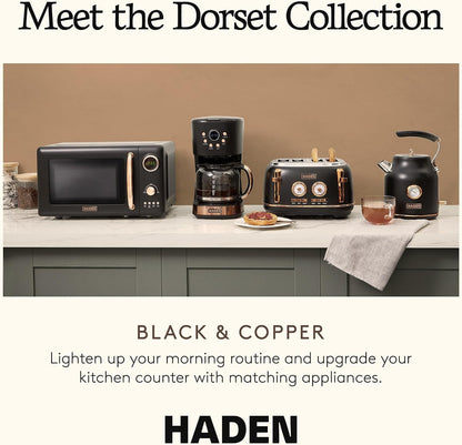 Haden Dorset 2-Slice Wide-Slot Toaster, Stainless-Steel Bread Toaster with Adjustable Browning Control, Crumb Tray & Non-Slip Feet, Black & Copper5