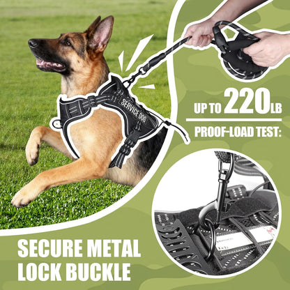 Service Dog Tactical Vest Harness and Leash Set Large Sized Dog Emotional Support- Tactical Dog Harness Training Collar with Name (Black, L)4