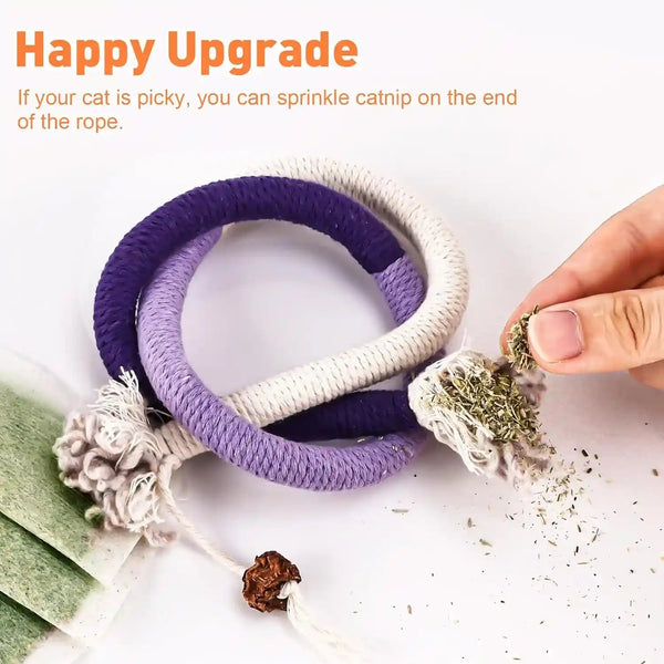 TEAWOO Cat Toys Chew Ropes 3Pcs with Natural Catnip, Safe Teeth Cleaning Toy for Indoor Kittens, Interactive Cat Kitty Toys for All Breeds (27.56 Inches, 3 Bags of Catnip Included)7