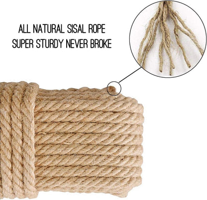 Aoneky Natural Sisal Hemp Rope for Cat Scratching Post Replacement, 1/4 Inch Refurbishment Cord to Repair Cat Tree, Tower & Protect Furniture, 66 FT3