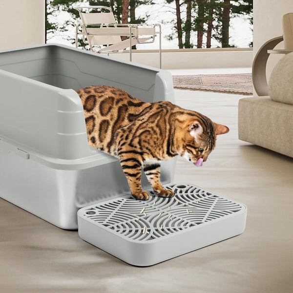 Cat Litter Box Ramp, Litter Box Step Mat with Filter Function Cat Stair for Litter Box, Easy to Clean, 11.8''X 8.2''X 2'' Cats Pedal Step Stool Ideal for Kitten & Elderly Cats (Light Grey)7