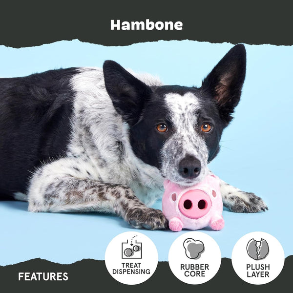 Barkbox Hambone Super Chewer Tough Dog Chew Toy - Toy for Large Dogs | for Aggressive Chewers, Plush Cover with Rubber Core - 2 Toys in 1 - Two Layer Treat Dispensing Dog4