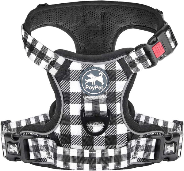 Poypet No Pull Dog Harness, No Choke Front Lead Dog Reflective Harness, Adjustable Soft Padded Pet Vest with Easy Control Handle for Small to Large Dogs(Pink, Medium)22